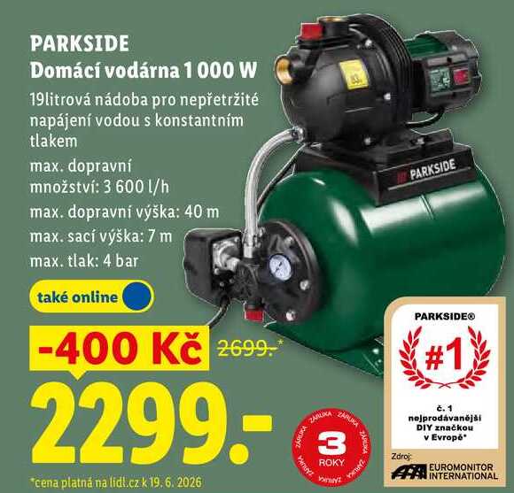 PARKSIDE Domácí vodárna 1 000 W 