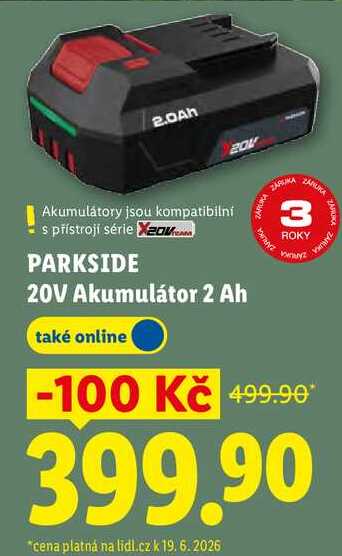 PARKSIDE 20V Akumulátor 2 Ah 