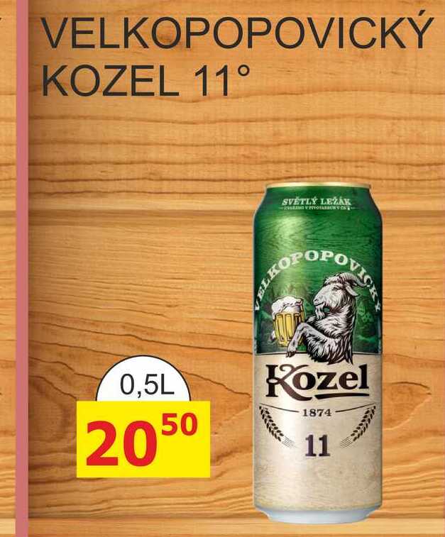 Velkopopovický Kozel 11°, světlý ležák (plechovka) 0.5