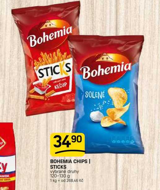BOHEMIA CHIPS | STICKS vybrané druhy 120-130 g