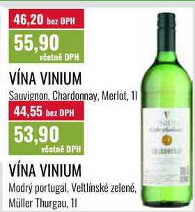 VÍNA VINIUM Sauvignon, Chardonnay, Merlot, 11 