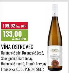 VÍNA OSTROVEC, 0,751, POZDNÍ SBĚR 