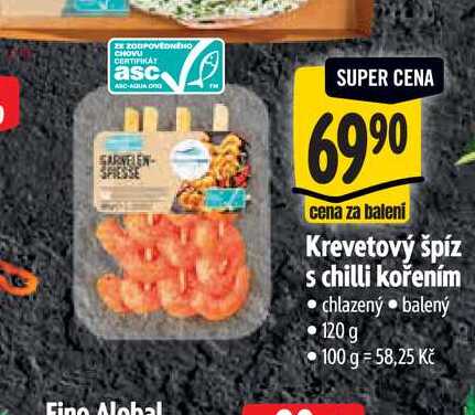 Krevetový špíz s chilli kořením 120 g