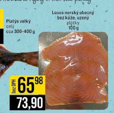 Losos norský obecný bez kůže, uzený plátky 100 g