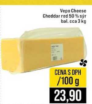 Vepo Cheese Cheddar red 50% sýr bal. cca 3 kg 100g