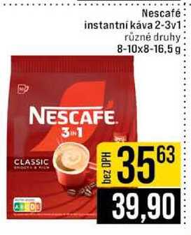 Nescafé instantní káva 2-3v1 různé druhy 8-10x8-16,5 g