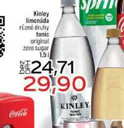 Kinley limonáda různé druhy tonic original zero sugar 1,5l