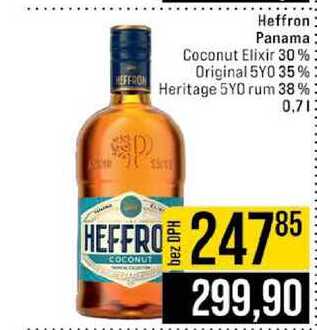 Heffron Panama Coconut Elixir 30% Original 5YO 35% Heritage 5YO rum 38% 0,7l