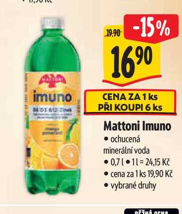   Mattoni Imuno ochucená minerální voda  0,7 l