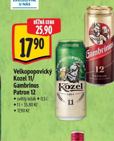 Velkopopovický Kozel 11/ Gambrinus Patron 12