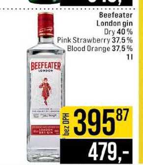 Beefeater London gin Dry 40% Pink Strawberry 37.5% Blood Orange 37,5% 1l
