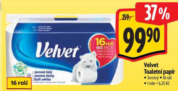Velvet Toaletní papír, 16 rolí