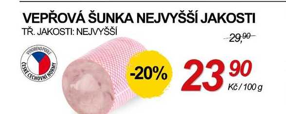 VEPŘOVÁ ŠUNKA NEJVYŠŠÍ JAKOSTI, 100 g