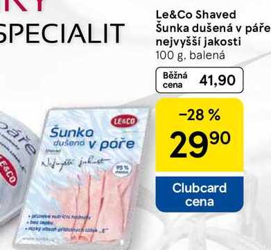 Le&Co Shaved Šunka dušená v páře nejvyšší jakosti, 100 g, balená