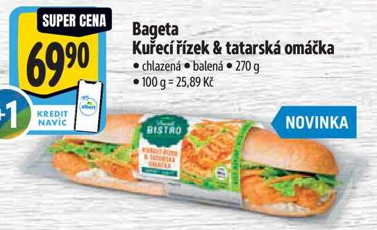 Bageta Kuřecí řízek & tatarská omáčka, 270 g