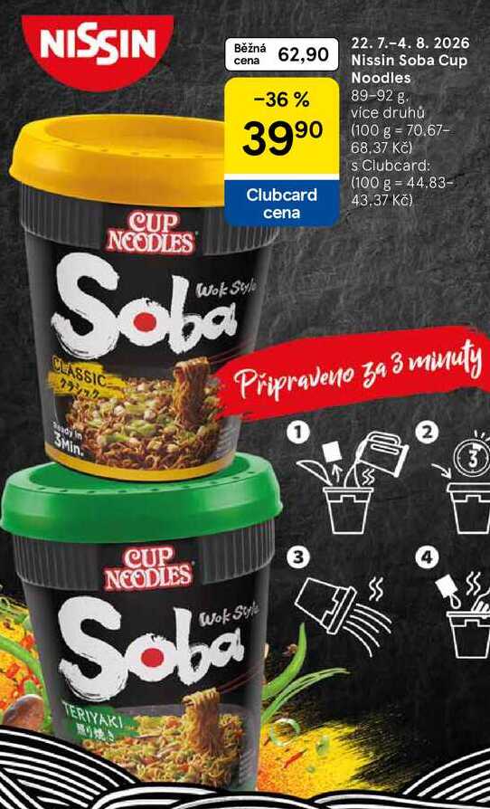 Nissin Soba Cup, více druhů, 89-92 g
