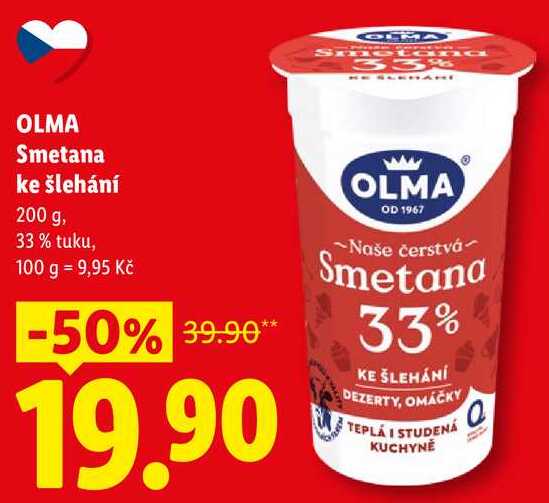 OLMA Smetana ke šlehání, 200 g