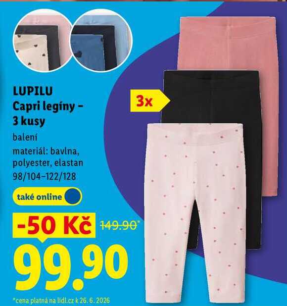 LUPILU Capri legíny - 3 kusy