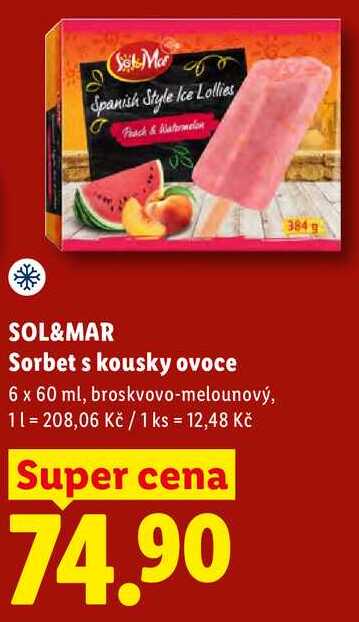 SOL&MAR Sorbet s kousky ovoce, 6x 60 ml