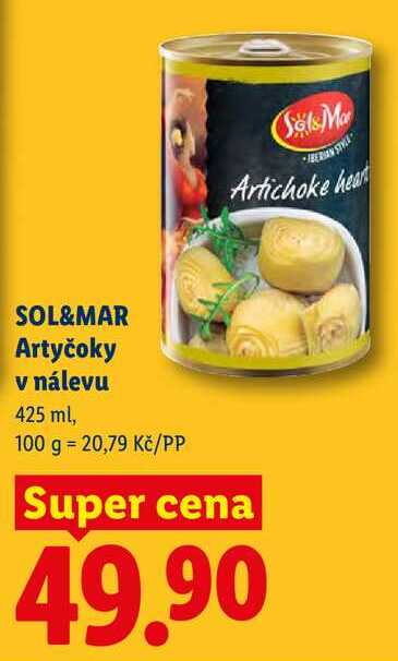 SOL&MAR Artyčoky v nálevu, 425 ml