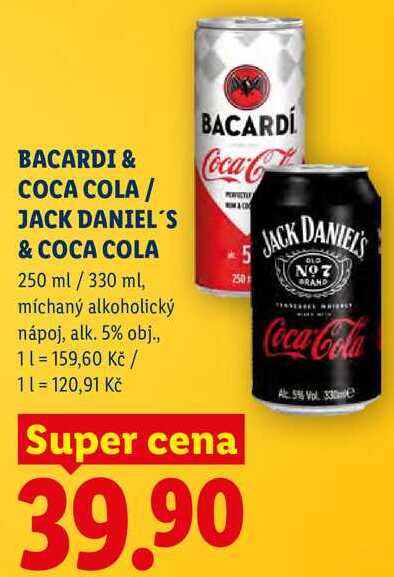 BACARDI & COCA COLA/JACK DANIEL'S & COCA COLA, 250 ml/330 ml