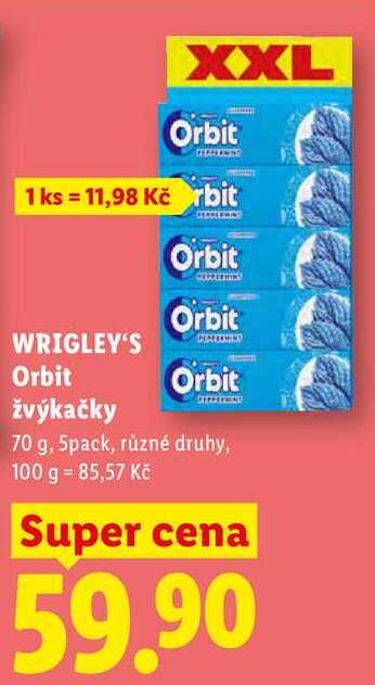 WRIGLEY'S Orbit žvýkačky, 70 g