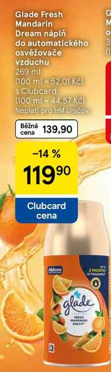 Glade Fresh Mandarin Dream náplň do automatického osvěžovače vzduchu, 269 ml