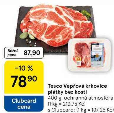 Tesco Vepřová krkovice plátky bez kosti, 400 g
