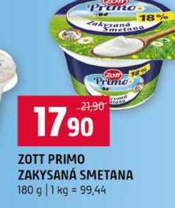 ZOTT PRIMO ZAKYSANÁ SMETANA 180 g