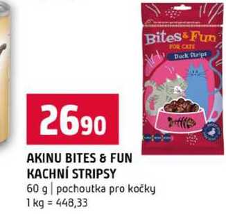 AKINU BITES & FUN KACHNÍ STRIPSY 60 g pochoutka pro kočky 