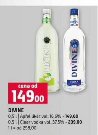 DIVINE 0,5l Apfel likér 16,6% 0.5l Clear vodka vol. 37,5%
