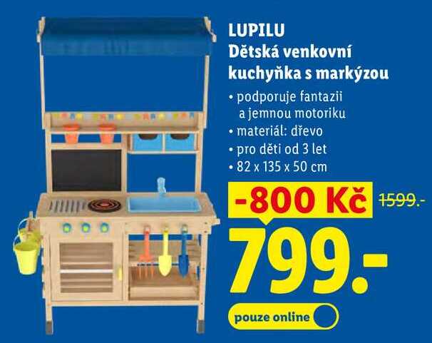 LUPILU Dětská venkovní kuchyňka s markýzou