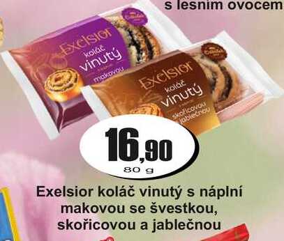 Exelsior koláč vinutý s náplní makovou se švestkou, skořicovou a jablečnou