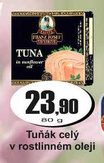 Tuňák celý v rostlinném oleji 80 g