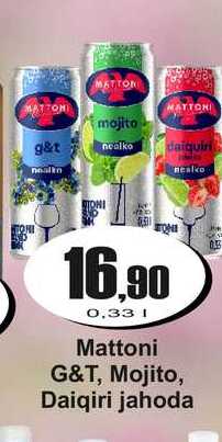 Mattoni G&T, Mojito, Daiqiri jahoda 0,33 L