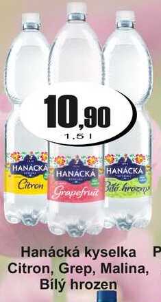 Hanácká kyselka P Citron, Grep, Malina, Bílý hrozen 1,5 L