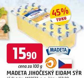 MADETA JIHOČESKÝ EIDAM SÝR 45% tuku, 100g