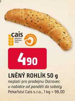 LNĚNÝ ROHLÍK 50 g 