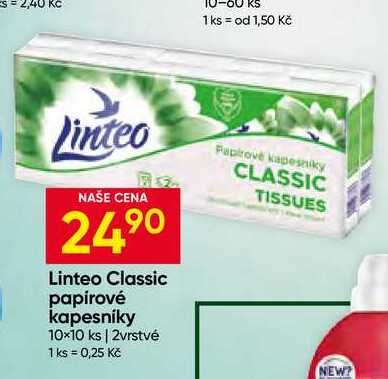 Linteo Classic papírové kapesníky 10×10 ks 2vrstvé