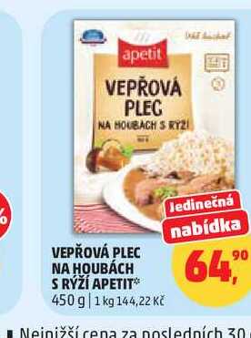VEPŘOVÁ PLEC NA HOUBÁCH S RÝŽÍ APETIT 450 g 