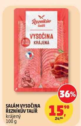 SALÁM VYSOČINA ŘEZNÍKŮV TALÍŘ krájený 100 g 