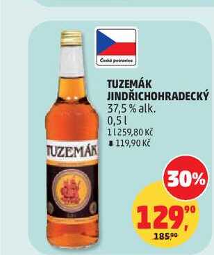 JINDŘICHOHRADECKÝ TUZEMÁK 37,5% alk. 0,5l