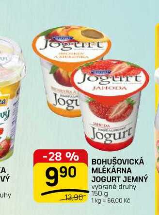 BOHUŠOVICKÁ MLÉKÁRNA JOGURT JEMNÝ vybrané druhy 150 g