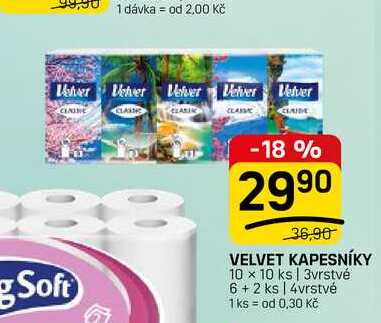 VELVET KAPESNÍKY 10 x 10 ks 3vrstvé 6 +2 ks | 4vrstvé