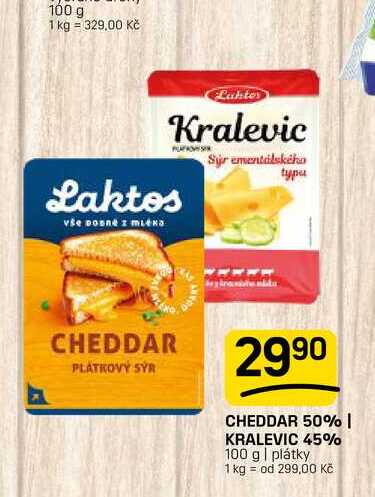 CHEDDAR 50% | KRALEVIC 45% 100 g | plátky