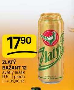 ZLATÝ BAŽANT 12 světlý ležák 0,51 plech
