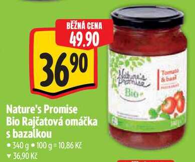 Nature's Promise Bio Rajčatová omáčka s bazalkou, 340 g 