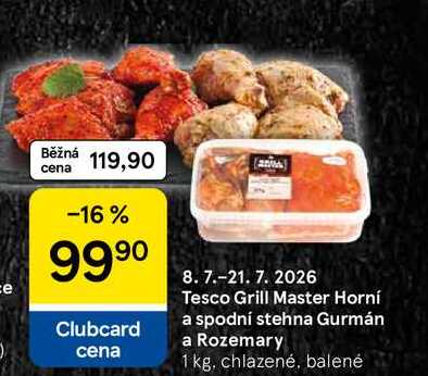 Tesco Grill Master Horní a spodní stehna Gurmán a Rozemary, 1 kg