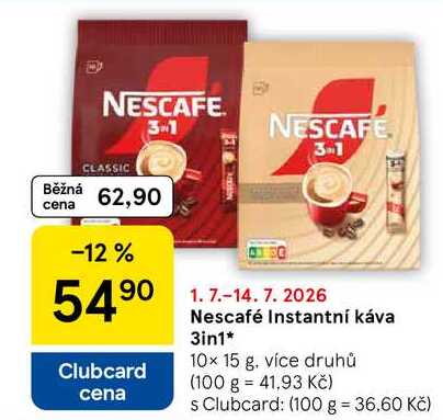 Nescafé Instantní káva 3in1, 10x 15 g, více druhů  