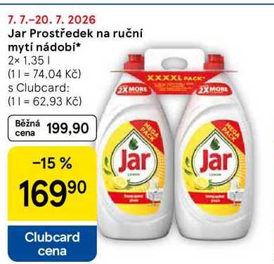 Jar Prostředek na ruční mytí nádobí, 2x 1.35 l